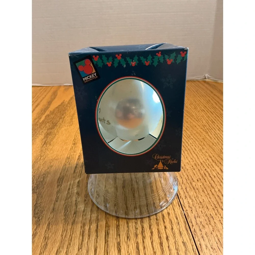 VTG Mickey Unlimited Christmas by Krebs Glass Ornament Santa Mickey Pluto